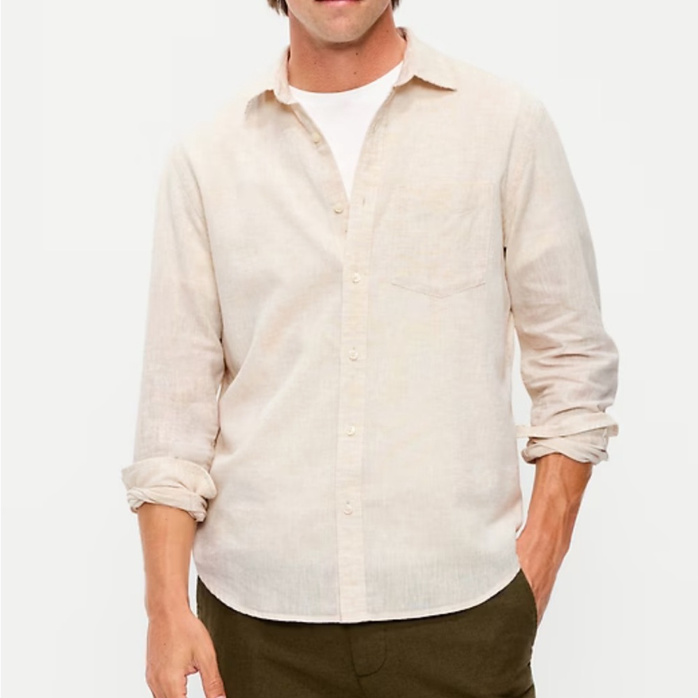 Old Navy Men’s Linen Blend Button Down Shirt